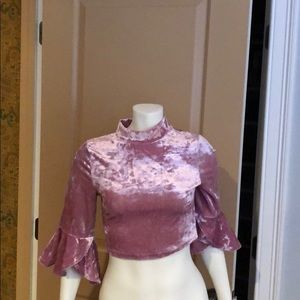 Crush velvet crop blouse